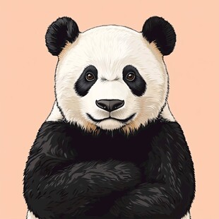 可爱熊猫抱臂而立