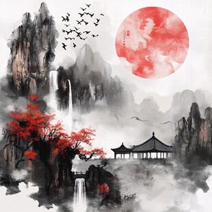水墨山水间的诗意景致