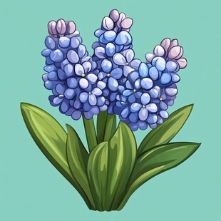 蓝色风信子插画花卉图