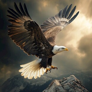 翱翔的白头鹰展现王者风范