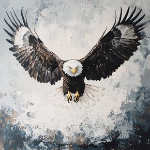 展翅翱翔的雄伟白头鹰