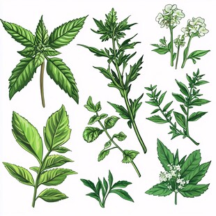 手绘清新香草植物集合