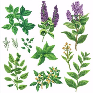 多样草本植物插画集合