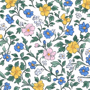 缤纷花卉无缝图案设计