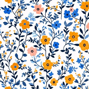 清新花卉无缝图案设计