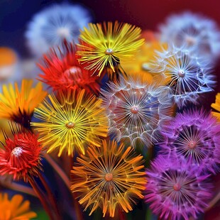 多彩蒲公英绽放梦幻之美