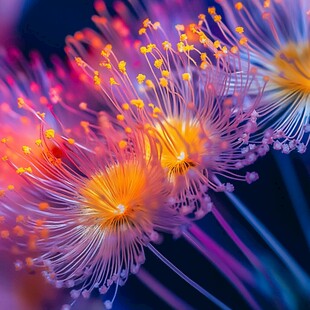 梦幻绚烂的绒毛状花卉特写
