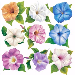多彩牵牛花插画图案展示