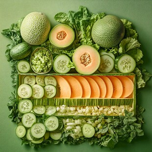 瓜果蔬菜的创意拼盘展示