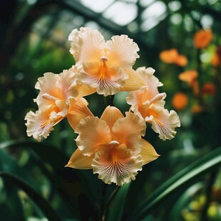 橙黄兰花绽放生机