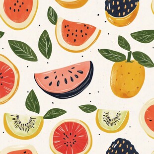 缤纷水果插画图案设计