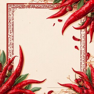 红辣椒中式边框背景图
