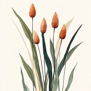 橙色郁金香插画