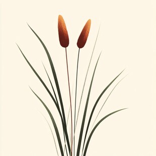 两株蒲草的清新植物图