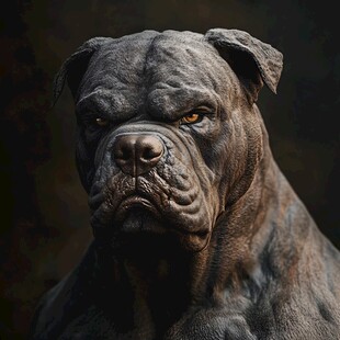 威严黑色猛犬特写