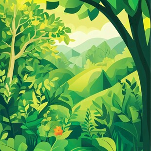 绿意盎然的森林风景图