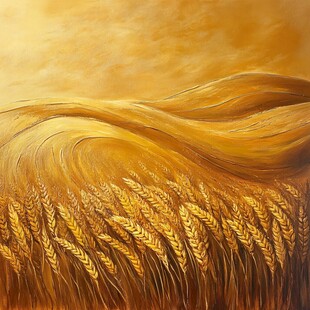 金色麦浪油画风景