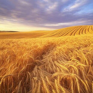金色麦浪下的壮美田园风光