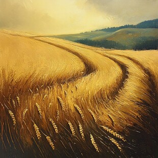 金色麦田中的蜿蜒小路