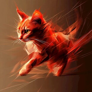 奔跑的橘猫 动感艺术插画