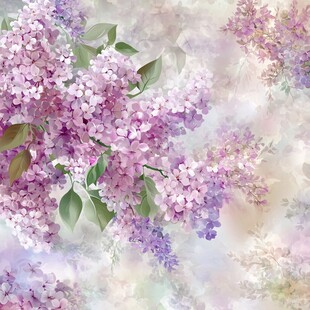 梦幻紫丁香花卉背景图