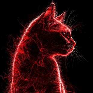 红色光影猫的神秘侧影