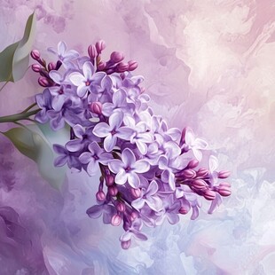 梦幻紫丁香花卉特写