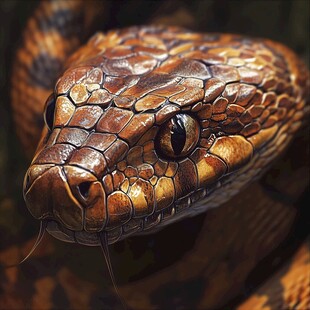 逼真蟒蛇头部特写