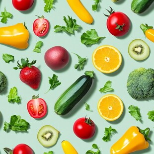 多彩蔬果平铺图