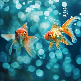 双金鱼悠游于梦幻水世界