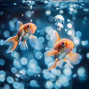 水中双金鱼 灵动泡泡伴