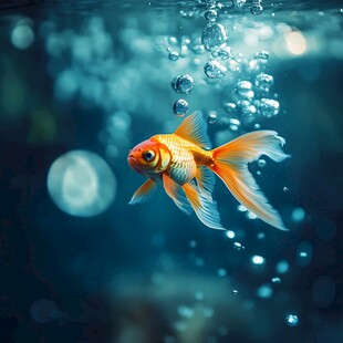 水中畅游的美丽金鱼