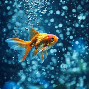 金鱼畅游于梦幻水泡之中