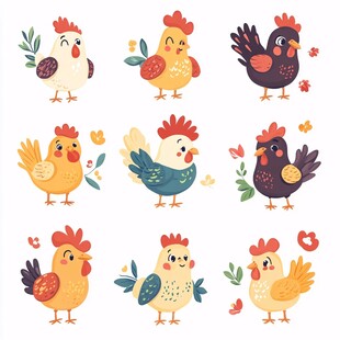 可爱卡通小鸡插画集合