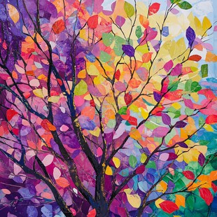 绚丽多彩的抽象树木画作
