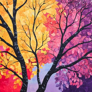 绚丽多彩的秋日树木风景