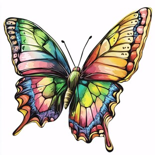 彩色梦幻蝴蝶插画图案