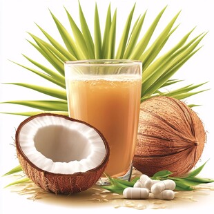 椰汁与椰子 清新自然饮品