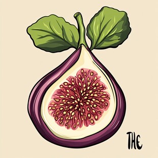 手绘切开的紫色无花果