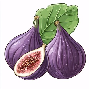 新鲜紫无花果插画