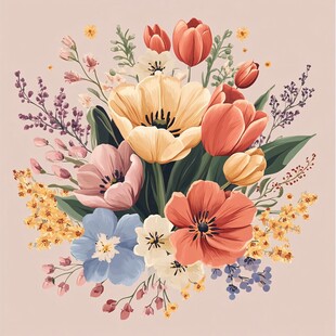 缤纷花卉插画 清新浪漫风