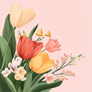 缤纷郁金香花卉插画