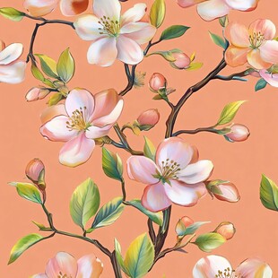 橙色背景上的唯美花卉图案