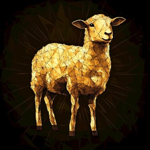 金色多边形风格绵羊插画