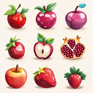 卡通风格水果插画集合