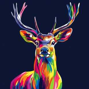 彩色斑斓的梦幻鹿头形象