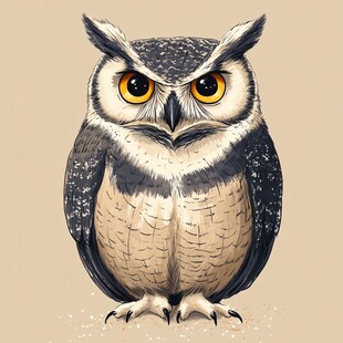 呆萌猫头鹰插画形象