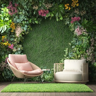 绿植环绕的舒适室内休憩区