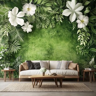 绿植繁花装点的舒适客厅