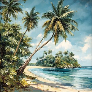 热带海滩椰林美景